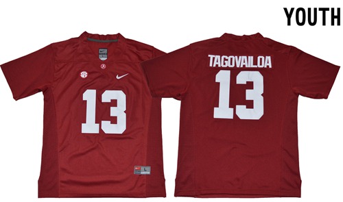 Crimson Tide #13 Tua Tagovailoa Red Limited Stitched Youth NCAA Jersey - Click Image to Close